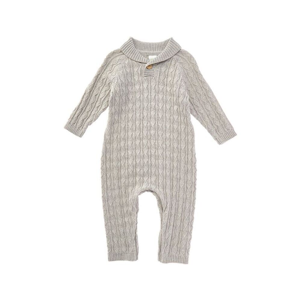 Little Me Diamond Stitch Coverall, Grey